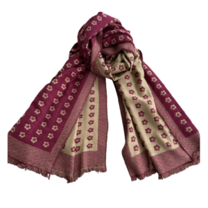 S1613 Dvipusis bordo-aukso spalvos šalikas