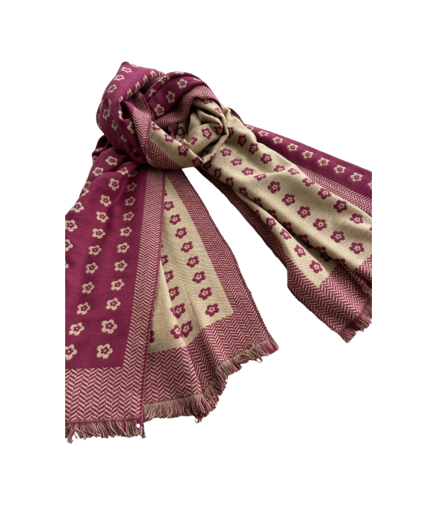 S1613 Dvipusis bordo-aukso spalvos šalikas