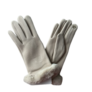 H1328 Zomšo stiliaus pirštinės (kreminės)