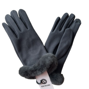 H1328 Zomšo stiliaus pirštinės (pilkos)