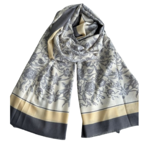 L563 Margo rašto pilkai gelsvas šalikas