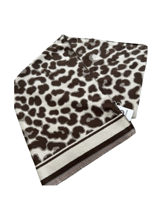S503 Leopardo rašto rudas šalikas