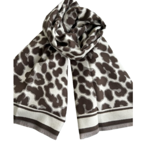 S503 Leopardo rašto rudas šalikas